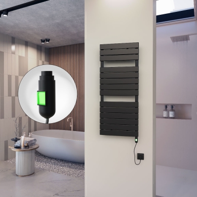 Radiva - 10H Elektrikli Havlupan 500x1180 Mat Siyah (On/Off Düğmeli) 600 W