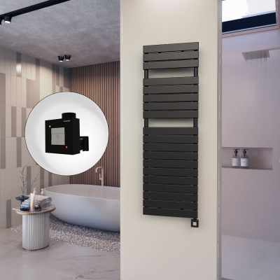 Radiva - 10H Elektrikli Havlupan 500x1550 Mat Siyah Ktx1 1000 Watt