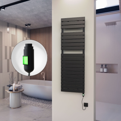 Radiva - 10H Elektrikli Havlupan 500x1550 Mat Siyah (On/Off Düğmeli) 900 W