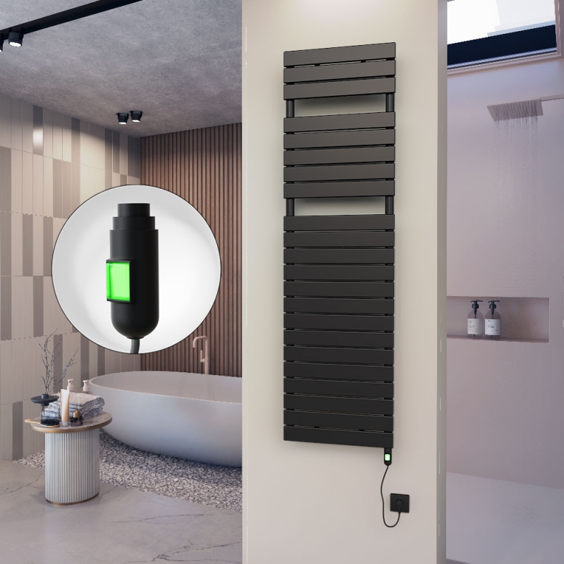 10H Elektrikli Havlupan 500x1772 Mat Siyah (On/Off Düğmeli) 900 W - 110H05001772B3ME1090