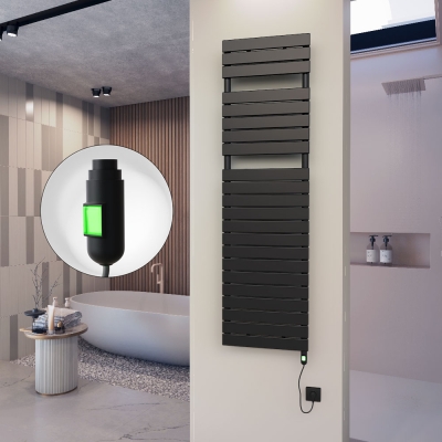 Radiva - 10H Elektrikli Havlupan 500x1772 Mat Siyah (On/Off Düğmeli) 900 W