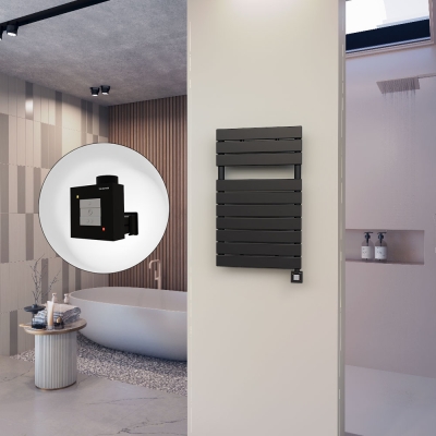 Radiva - 10H Elektrikli Havlupan 500x810 Mat Siyah Ktx1 600 Watt