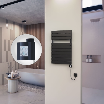 Radiva - 10H Elektrikli Havlupan 500x810 Mat Siyah Ktx4 600 Watt Spiral Kablolu