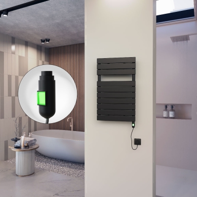 Radiva - 10H Elektrikli Havlupan 500x810 Mat Siyah (On/Off Düğmeli) 600 Watt