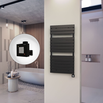 Radiva - 10H Elektrikli Havlupan 600x1180 Mat Siyah Ktx1 600 Watt