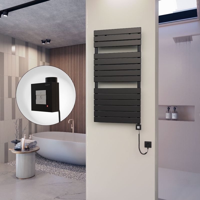 10H Elektrikli Havlupan 600x1180 Mat Siyah Ktx1 600 Watt Spiral Kablolu - 110H06001180B3MEB060-K