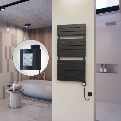 Radiva - 10H Elektrikli Havlupan 600x1180 Mat Siyah Ktx4 600 Watt Spiral Kablolu