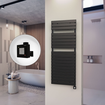 Radiva - 10H Elektrikli Havlupan 600x1550 Mat Siyah Ktx1 1000 Watt (1)