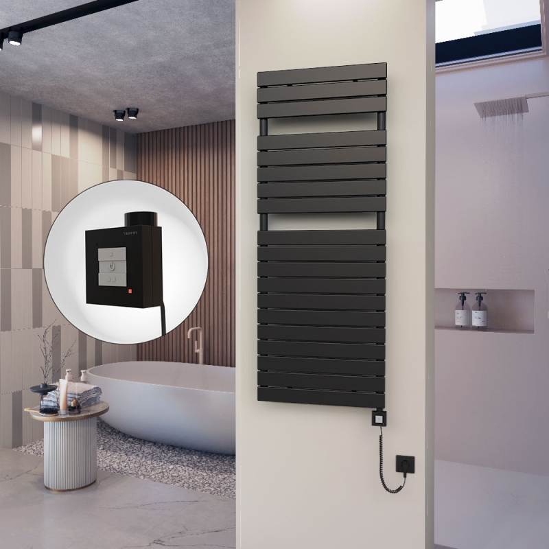 10H Elektrikli Havlupan 600x1550 Mat Siyah Ktx1 1000 Watt Spiral Kablolu - 110H06001550B3MEB100-K