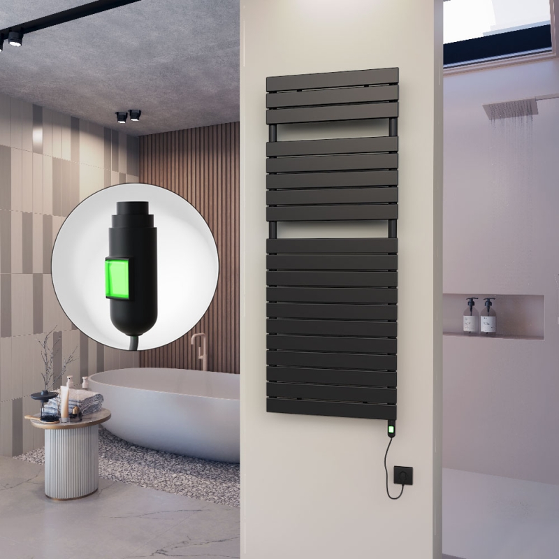 10H Elektrikli Havlupan 600x1550 Mat Siyah (On/Off Düğmeli) 900 W - 110H06001550B3ME1090