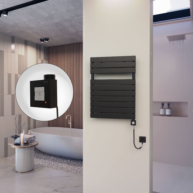 10H Elektrikli Havlupan 600x810 Mat Siyah Ktx1 600 Watt Spiral Kablolu - 110H06000810B3MEB060-K