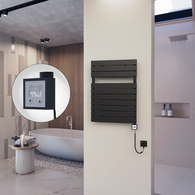 10H Elektrikli Havlupan 600x810 Mat Siyah Ktx3 600 Watt Spiral Kablolu - 110H06000810B3ME7060-K