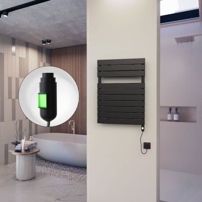 Radiva - 10H Elektrikli Havlupan 600x810 Mat Siyah (On/Off Düğmeli) 600 Watt