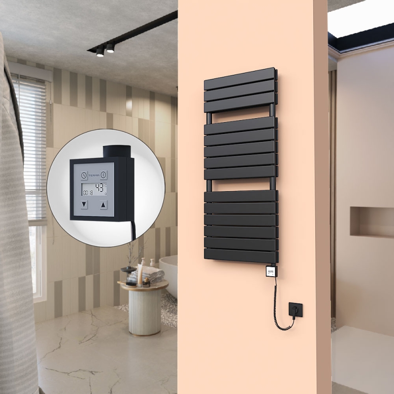 20H Elektrikli Havlupan 500x1180 Mat Siyah Ktx3 1000 Watt Spiral Kablolu - 120H05001180B3ME7100-K