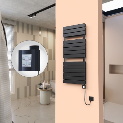 Radiva - 20H Elektrikli Havlupan 500x1180 Mat Siyah Ktx4 1000 Watt Spiral Kablolu