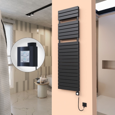 Radiva - 20H Elektrikli Havlupan 500x1772 Mat Siyah Ktx4 1000 Watt Spiral Kablolu