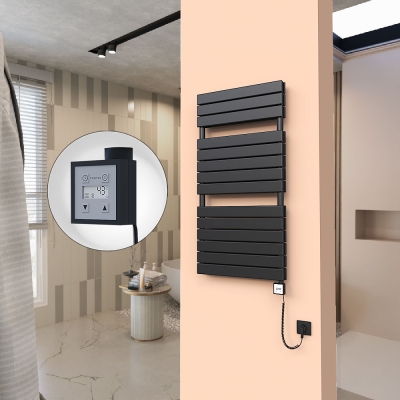 Radiva - 20H Elektrikli Havlupan 600x1180 Mat Siyah Ktx3 1000 Watt Spiral Kablolu