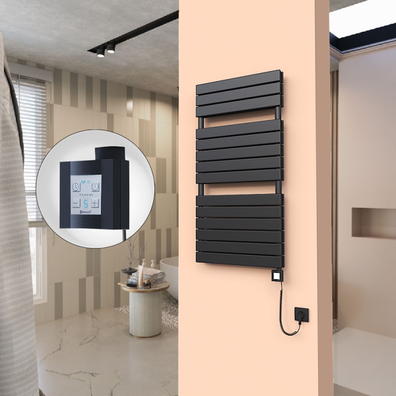 20H Elektrikli Havlupan 600x1180 Mat Siyah Ktx4 1000 Watt Spiral Kablolu - 120H06001180B3MEC100-K