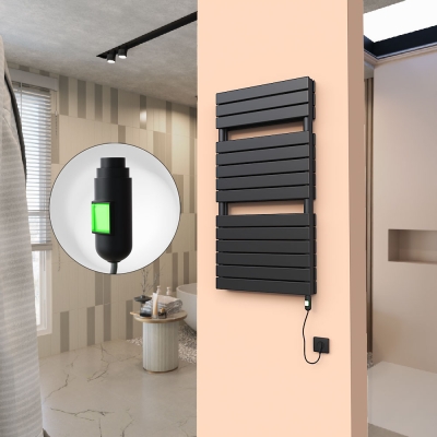 Radiva - 20H Elektrikli Havlupan 600x1180 Mat Siyah (On/Off Düğmeli) 900 W