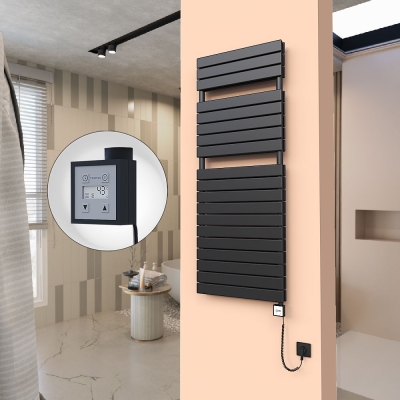 Radiva - 20H Elektrikli Havlupan 600x1550 Mat Siyah Ktx3 1000 Watt Spiral Kablolu