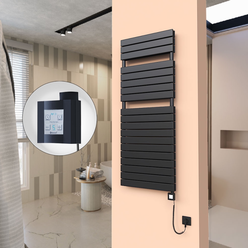 20H Elektrikli Havlupan 600x1550 Mat Siyah Ktx4 1000 Watt Spiral Kablolu - 120H06001550B3MEC100-K