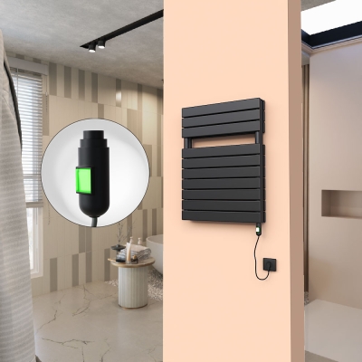 Radiva - 20H Elektrikli Havlupan 600x810 Mat Siyah (On/Off Düğmeli) 900 W