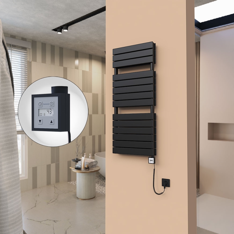 21H Elektrikli Havlupan 500x1180 Mat Siyah Ktx3 1000 Watt Spiral Kablolu - 121H05001180B3ME7100-K