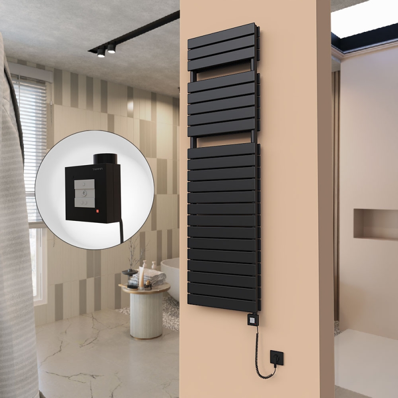 21H Elektrikli Havlupan 500x1772 Mat Siyah Ktx1 1000 Watt Spiral Kablolu - 121H05001772B3MEB100-K