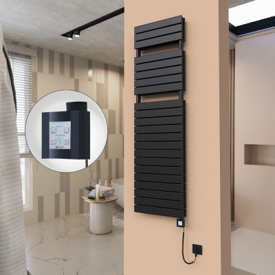 Radiva - 21H Elektrikli Havlupan 500x1772 Mat Siyah Ktx4 1000 Watt Spiral Kablolu