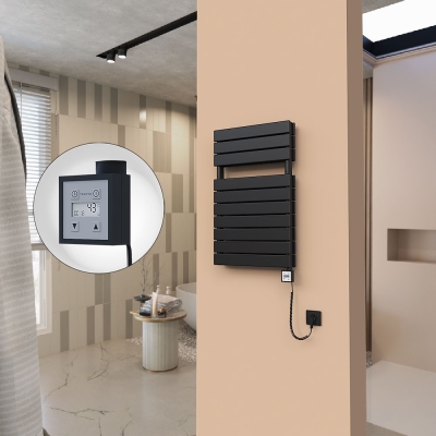 Radiva - 21H Elektrikli Havlupan 500x810 Mat Siyah Ktx3 1000 Watt Spiral Kablolu