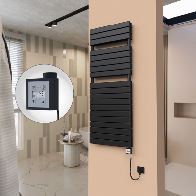 Radiva - 21H Elektrikli Havlupan 600x1550 Mat Siyah Ktx3 1000 Watt Spiral Kablolu