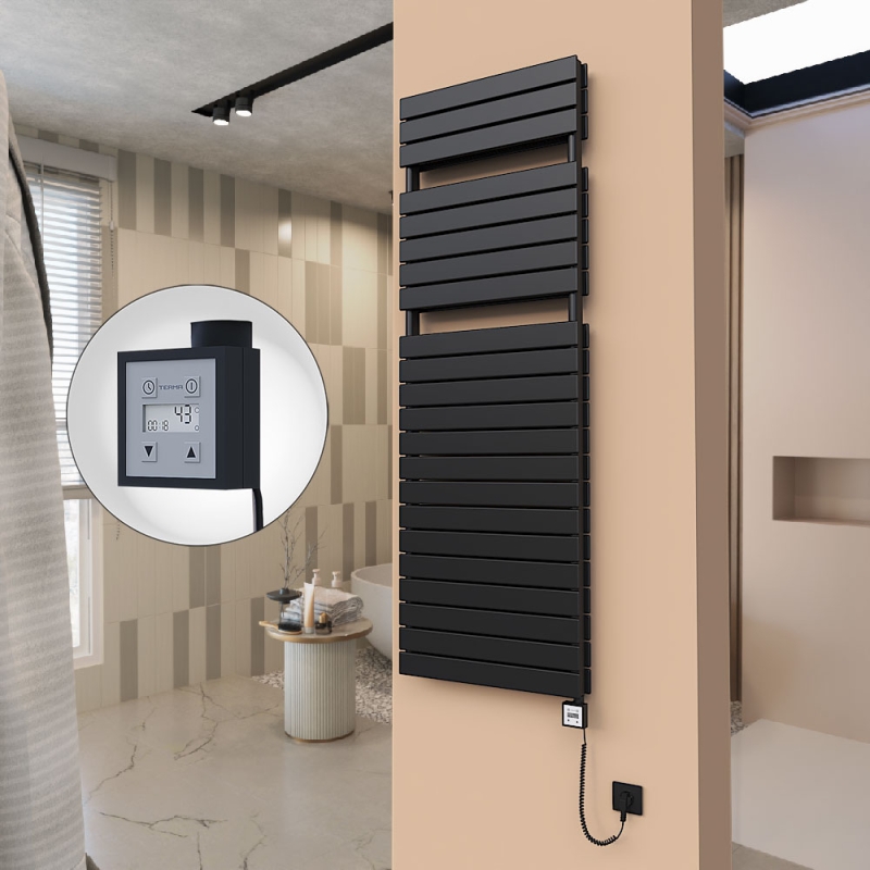 21H Elektrikli Havlupan 600x1772 Mat Siyah Ktx3 1000 Watt Spiral Kablolu - 121H06001772B3ME7100-K