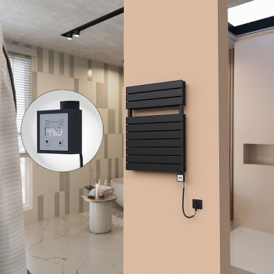 Radiva - 21H Elektrikli Havlupan 600x810 Mat Siyah Ktx3 1000 Watt Spiral Kablolu