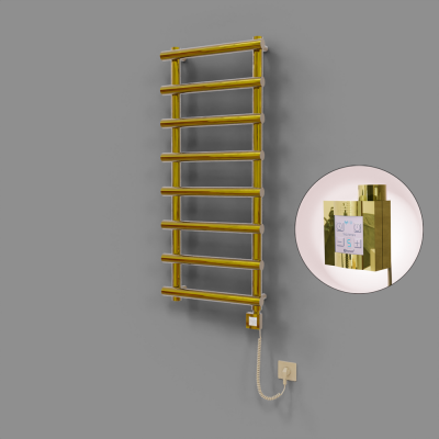 Radiva - Amazon Dekoratif Elektrikli Havlupan 500x1150 Altın (KTX4 Termostat) 300W Spiral Kablolu