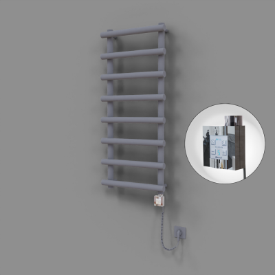 Radiva - Amazon Dekoratif Elektrikli Havlupan 500x1150 Gri (KTX4 Termostat) 600W Spiral Kablolu