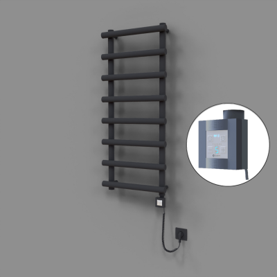 Radiva - Amazon Dekoratif Elektrikli Havlupan 500x1150 Koyu Antrasit (KTX4 Termostat) 600W Spiral Kablolu (1)