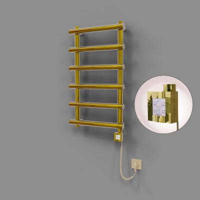 Radiva - Amazon Dekoratif Elektrikli Havlupan 500x850 Altın (KTX4 Termostat) 200W Spiral Kablolu