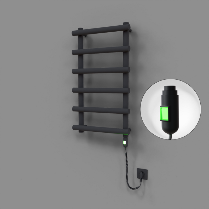 Amazon Dekoratif Elektrikli Havlupan 500x850 Koyu Antrasit (On/Off Düğmeli) 300W - 1AMA05000850B6TE1030