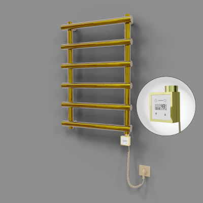 Radiva - Amazon Dekoratif Elektrikli Havlupan 600x850 Altın (KTX3 Termostat) 200W Spiral Kablolu