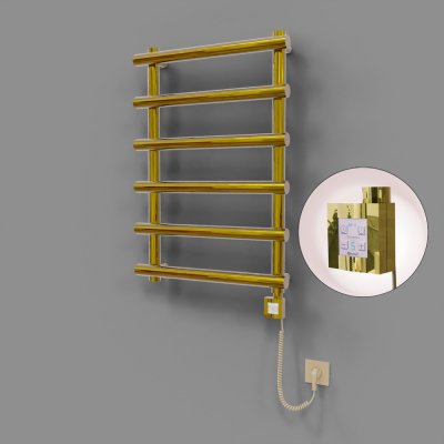 Radiva - Amazon Dekoratif Elektrikli Havlupan 600x850 Altın (KTX4 Termostat) 200W Spiral Kablolu (1)