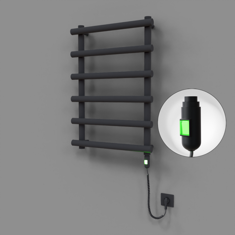 Amazon Dekoratif Elektrikli Havlupan 600x850 Koyu Antrasit (On/Off Düğmeli) 300W - 1AMA06000850B6TE1030