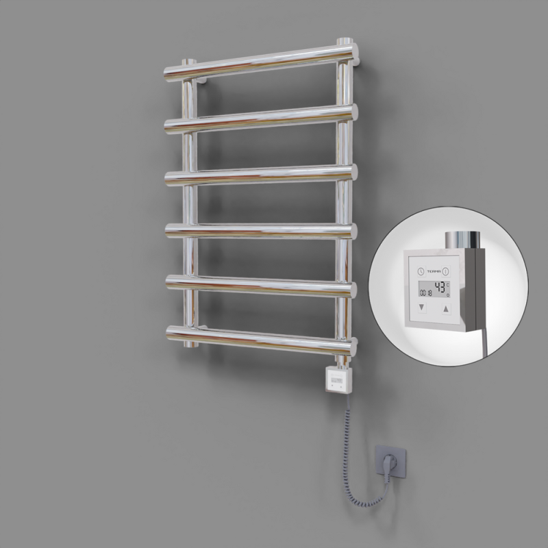 Amazon Dekoratif Elektrikli Havlupan 600x850 Krom (KTX3 Termostat) 200W Spiral Kablolu - 1AMA06000850K1PE7020-K