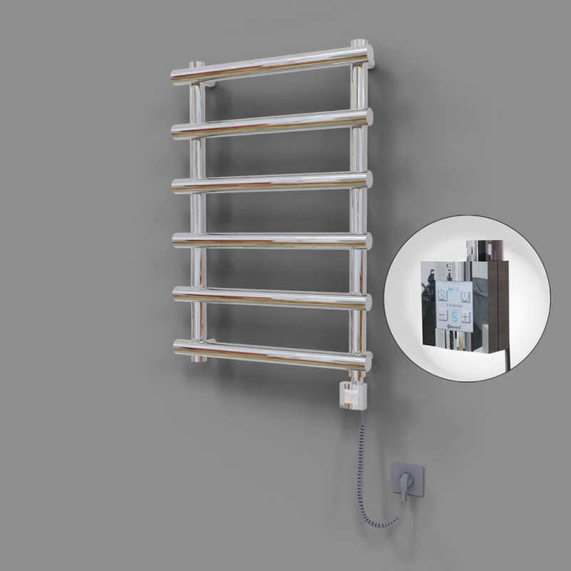 Amazon Dekoratif Elektrikli Havlupan 600x850 Krom (KTX4 Termostat) 200W Spiral Kablolu - 1AMA06000850K1PEC020-K