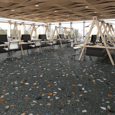 Arcana Yer Duvar Karosu Terrazzo Stracciatella Grafito Mat 80 x 80 cm (1)