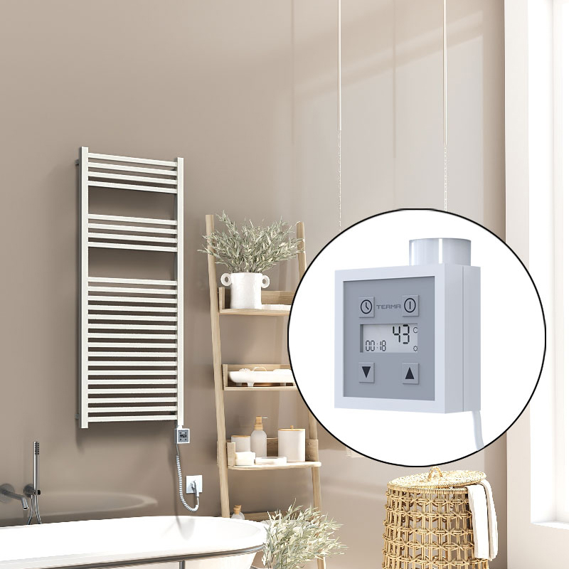 Barbados Elektrikli Havlupan 500x1200 Beyaz Parlak (KTX3 Termostat) 600W Spiral Kablolu - 1BAR05001200B1PE7060-K