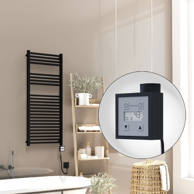 Radiva - Barbados Elektrikli Havlupan 500x1200 Siyah Mat (KTX3 Termostat) 600W Spiral Kablolu