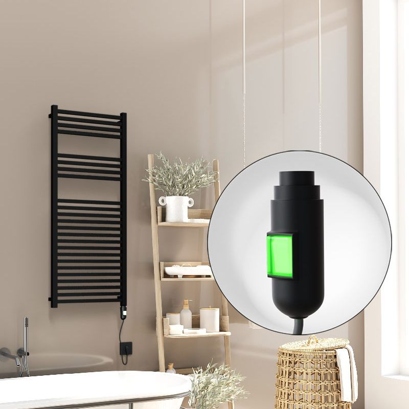 Barbados Elektrikli Havlupan 500x1200 Siyah Mat (On/Off Düğmeli) 600W - 1BAR05001200B3ME1060