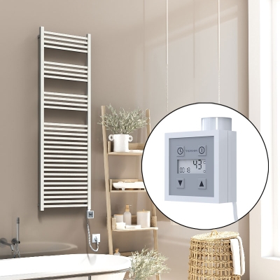 Radiva - Barbados Elektrikli Havlupan 500x1600 Beyaz Parlak (KTX3 Termostat) 1000W Spiral Kablolu