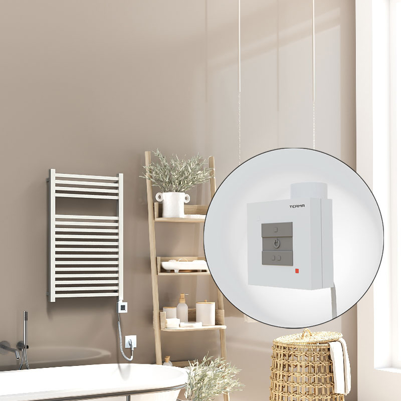 Barbados Elektrikli Havlupan 500x800 Beyaz Parlak (KTX1 Termostat) 600W Spiral Kablolu - 1BAR05000800B1PEB060-K