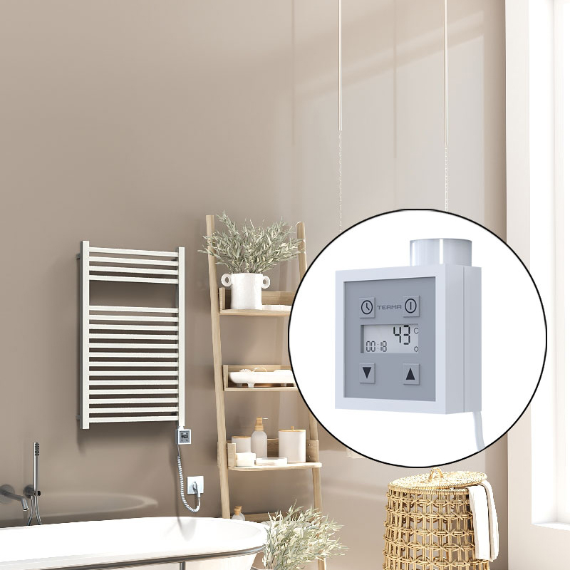 Barbados Elektrikli Havlupan 500x800 Beyaz Parlak (KTX3 Termostat) 600W Spiral Kablolu - 1BAR05000800B1PE7060-K